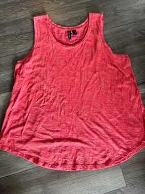 Cynthia Rowley Salmon Pink & Gold Shimmer Cotton Tunic Tank NWOT 2X